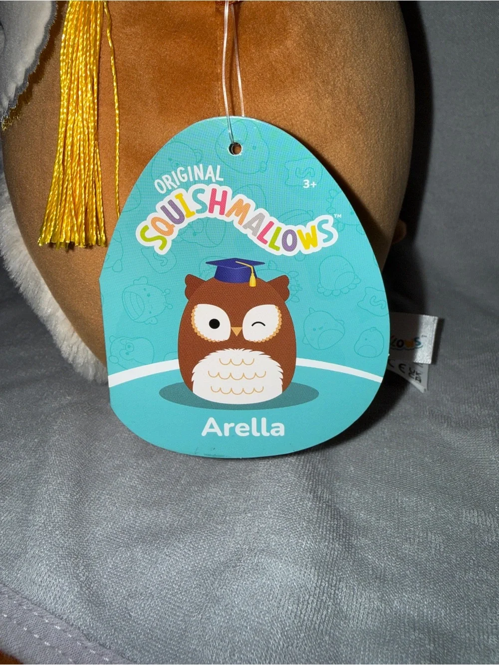 Squishmallows Brown Owl with Blue Graduation Cap “Arella”
